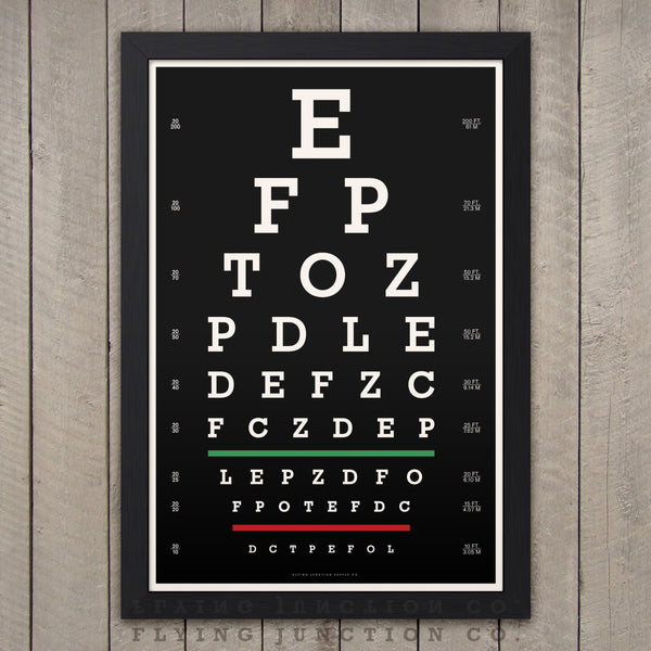 Eye Chart Poster - Classic Snellen Design - Black