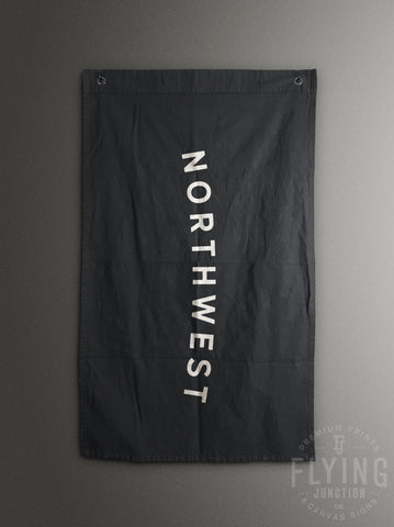 Northwest black cotton canvas flag banner hand painted