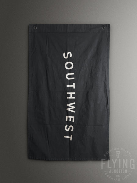 Southwest black cotton canvas flag banner hand painted