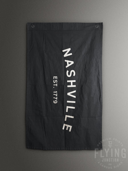 Nashville cotton canvas flag banner black hand painted