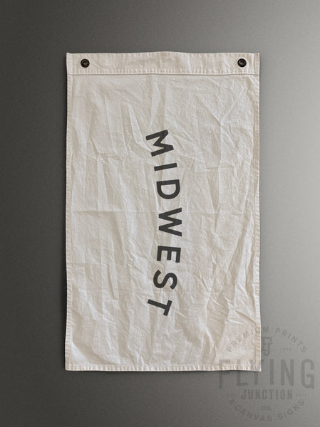 midwest cotton canvas flag banner natural hand painted