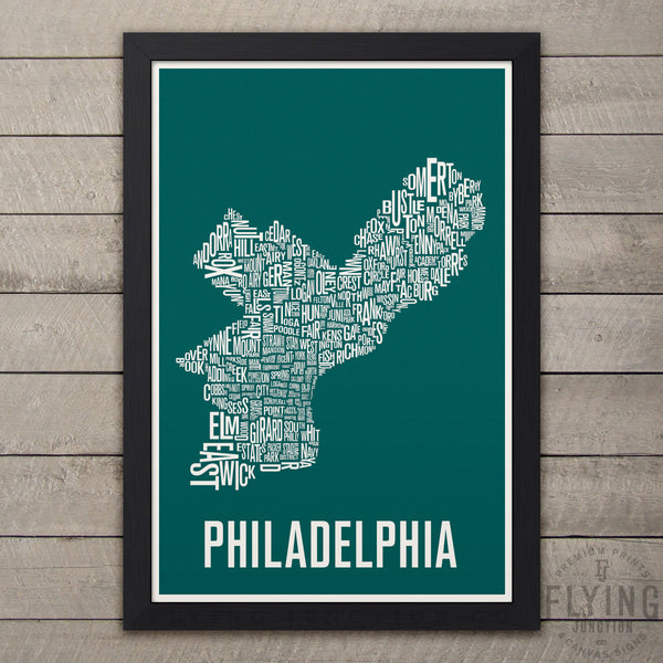 Philadelphia Neighborhood Typography Map - Green