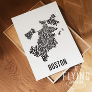 Boston Neighborhood Typography Map Print - Boston Map Poster - White