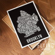 Brooklyn NYC Neighborhood Typography Map Print - Brooklyn NYC Map Poster - Black