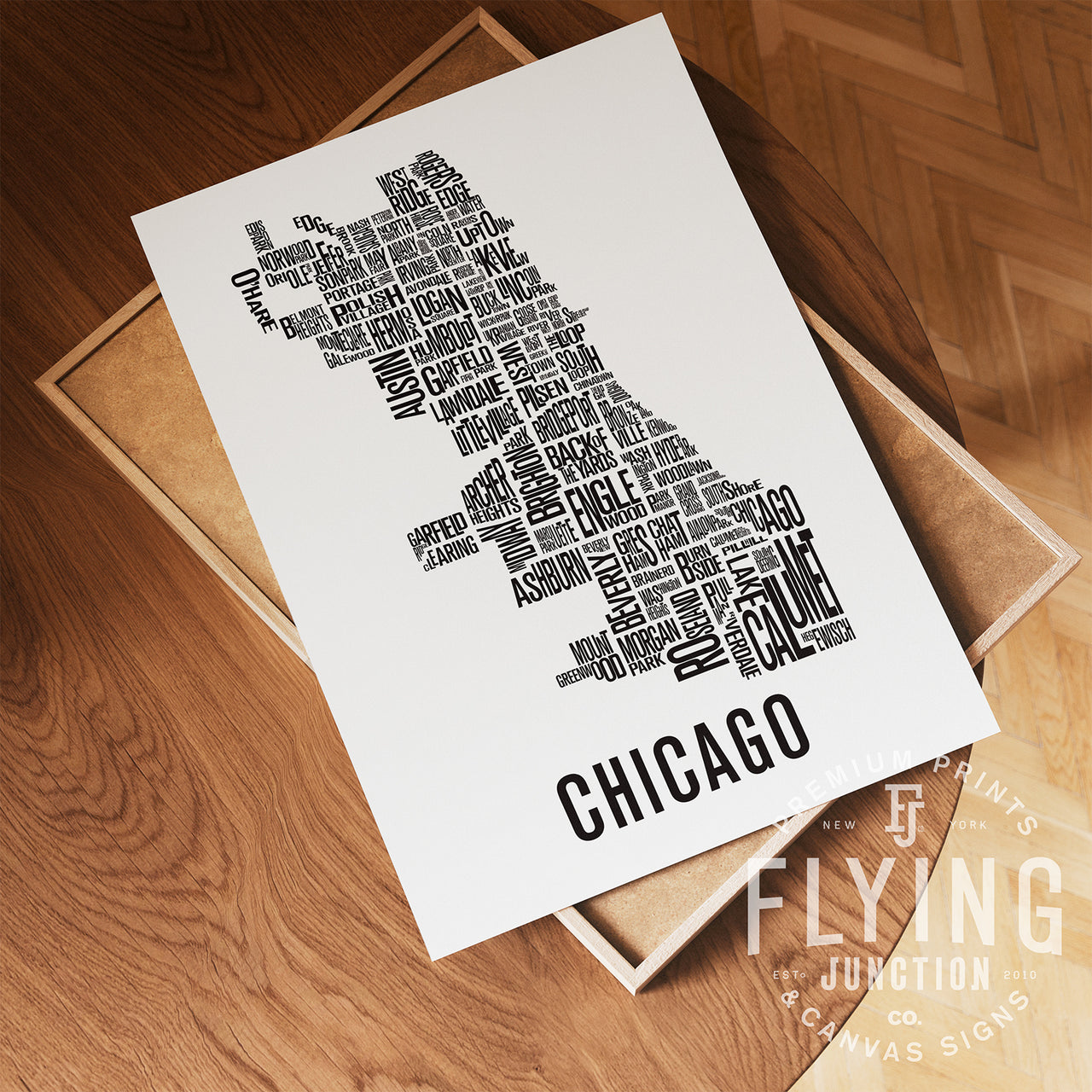 Chicago Neighborhood Typography Map - White Poster