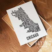 Chicago Neighborhood Typography Map - White Poster