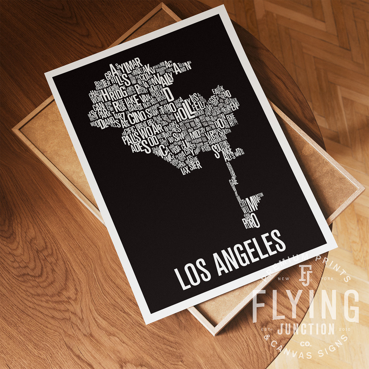 Los Angeles Neighborhood Typography Map Print - Los Angeles California Map Poster - Black
