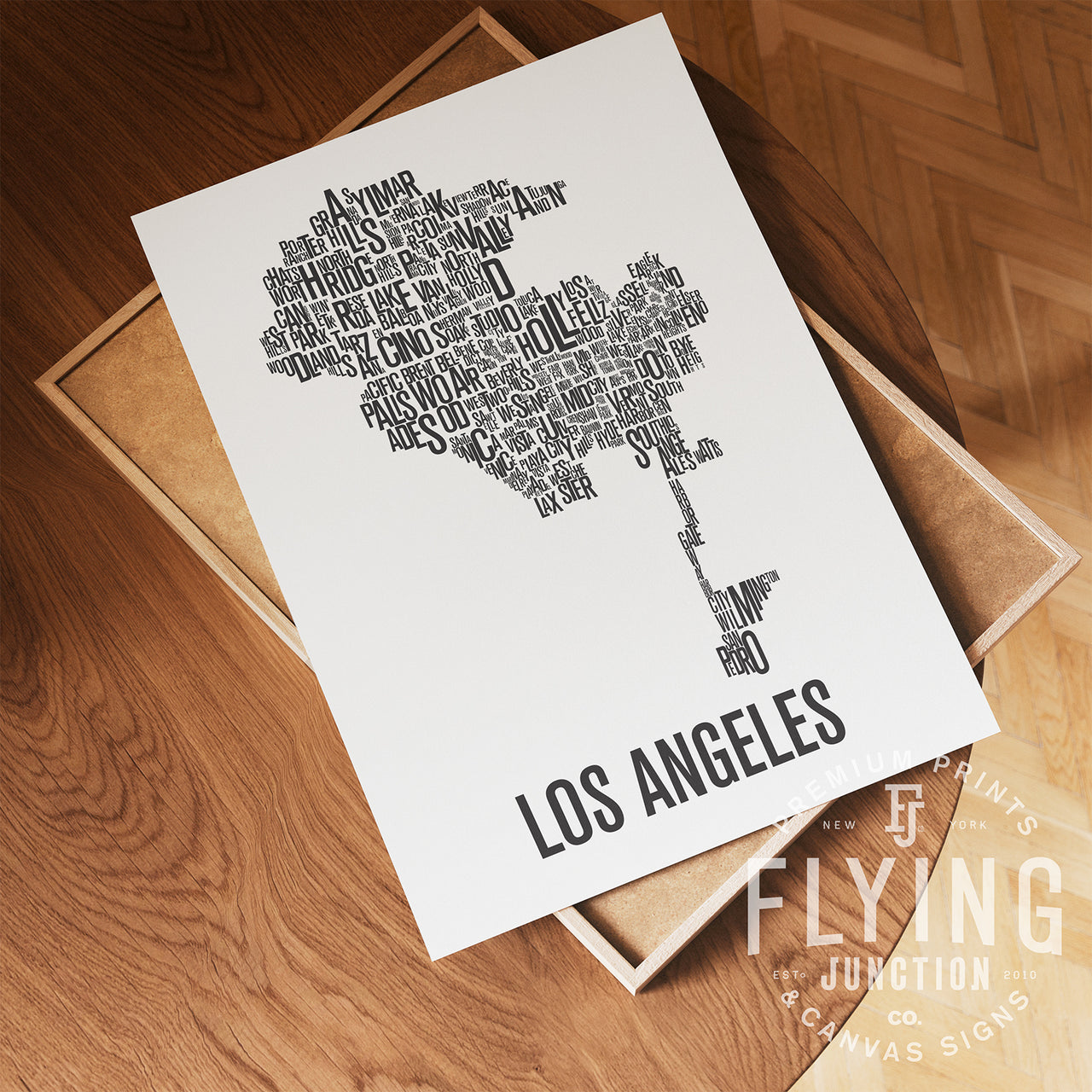 Los Angeles Neighborhood Typography Map Print - Los Angeles California Map Poster - White