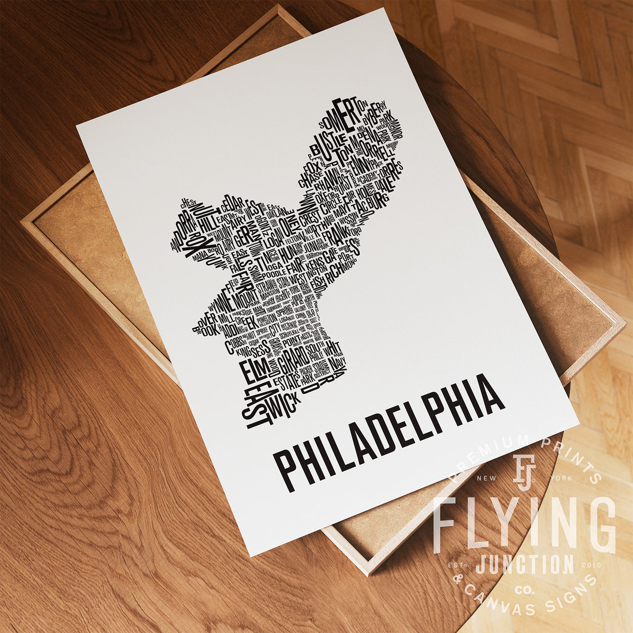 Philadelphia Neighborhood Typography Map Print - Philadelphia Map Poster - White