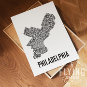 Philadelphia Neighborhood Typography Map Print - Philadelphia Map Poster - White