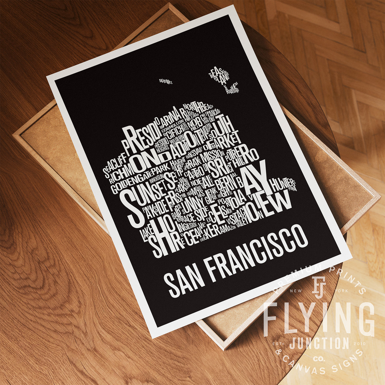 San Francisco Neighborhood Typography Map Print - San Francisco Map Poster - Black