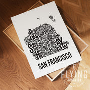 San Francisco Neighborhood Typography Map Print - San Francisco Map Poster - White