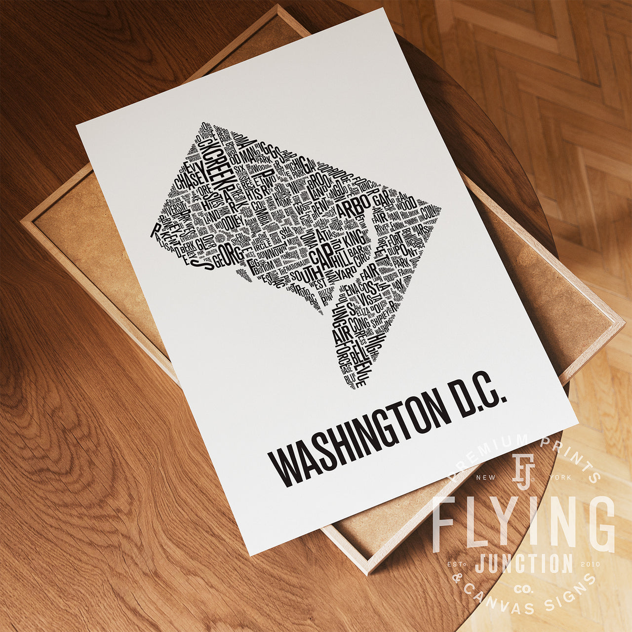 Washington DC Neighborhood Typography Map Print - Washington DC Map Poster - White