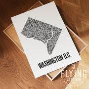 Washington DC Neighborhood Typography Map Print - Washington DC Map Poster - White