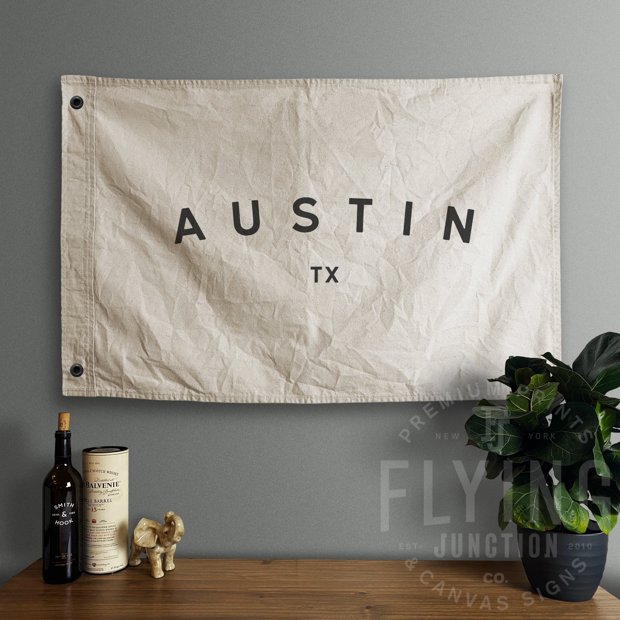 austin texas tx flag natural cotton canvas hand painted