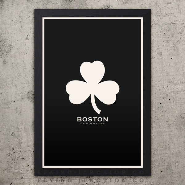Boston Minimalist City Poster - Black