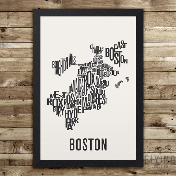 Boston Neighborhood Typography Map - White
