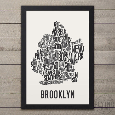 Brooklyn Neighborhood Typography Map - White
