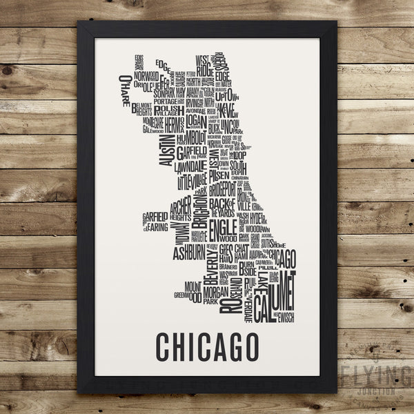 Chicago Neighborhood Typography Map - White
