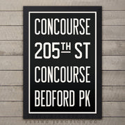 Brooklyn (Concourse / Bedford) New York Subway Roll Sign Print - 12" x 18"