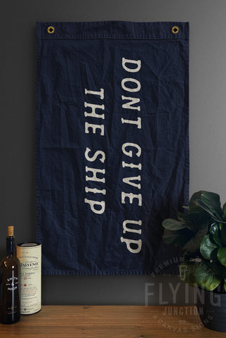 dont give up the ship flag navy cotton canvas hand painted handmade