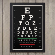 Eye Chart Poster - Classic Snellen Design - Black