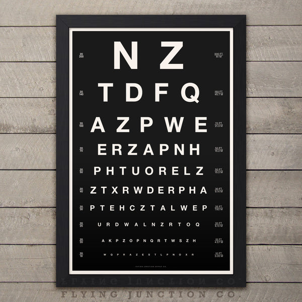 Vintage Design Eye Chart Poster - Black