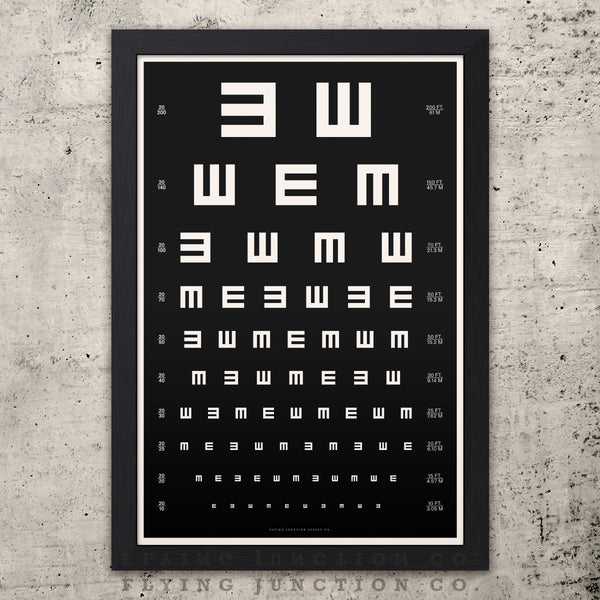 Tumbling-E Eye Chart Poster - Black