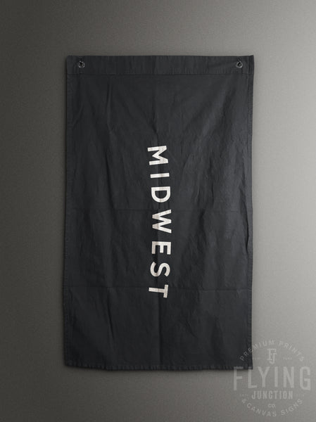 Midwest black cotton canvas flag banner hand painted