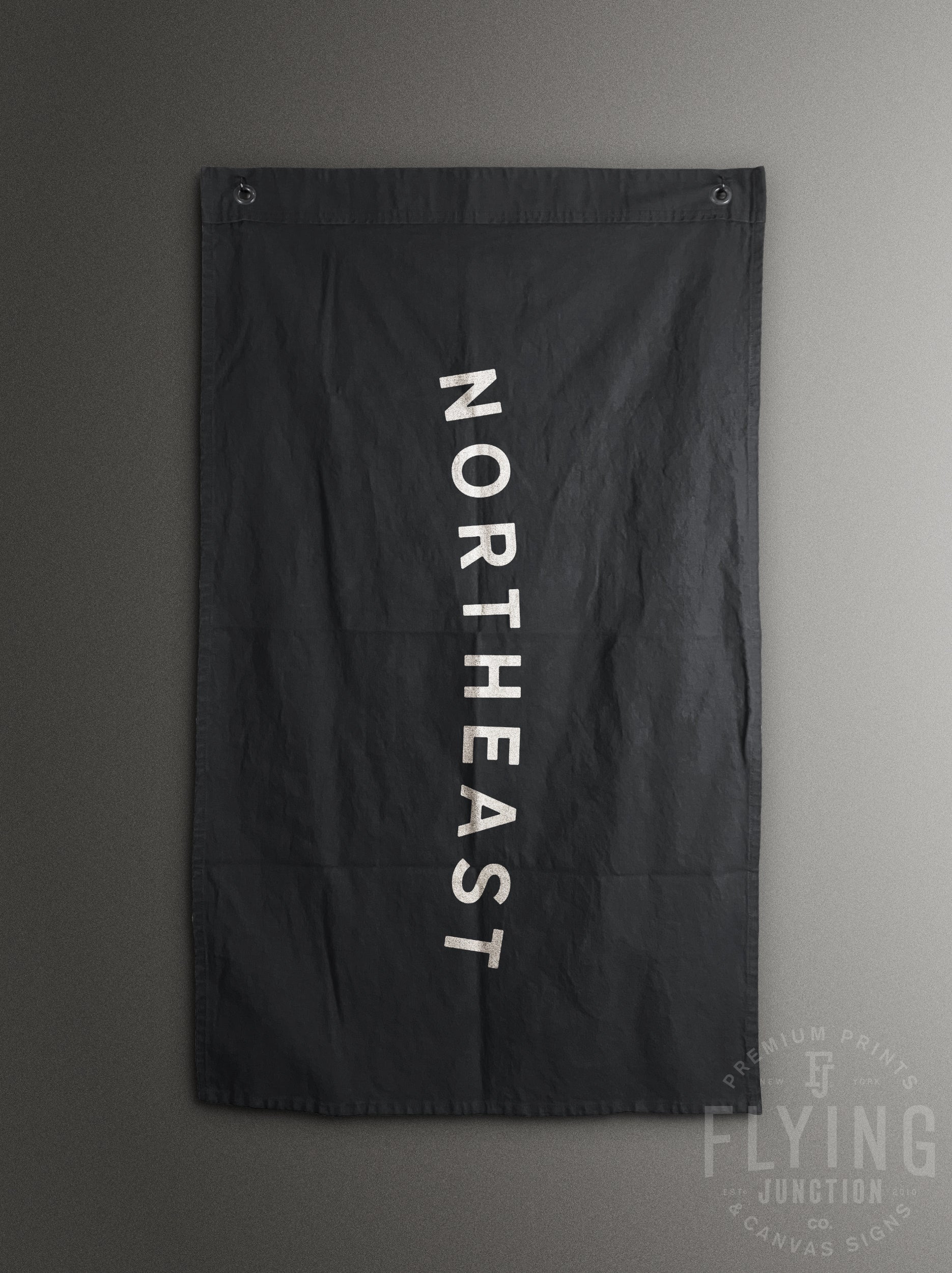 Northeast black cotton canvas flag banner hand painted