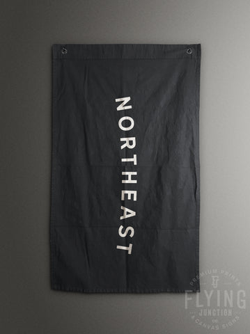 Northeast black cotton canvas flag banner hand painted