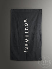 Southwest black cotton canvas flag banner hand painted