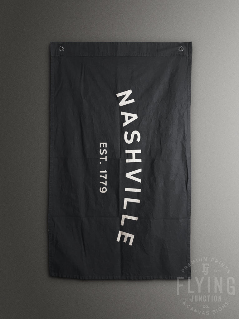 Arched Lettering Two-Line Custom Cotton Canvas Flag / Banner – Flying  Junction Co.