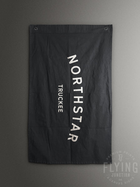 customizable black cotton canvas flag banner hand painted city state family name