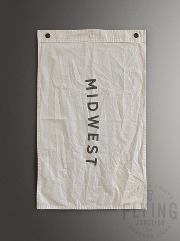 Midwest natural cotton canvas flag banner hand painted