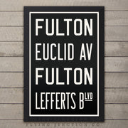 Brooklyn (Fulton / Euclid Ave) New York Subway Roll Sign Print - 12" x 18"