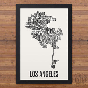 Los Angeles Neighborhood Typography Map - White