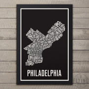 Philadelphia Neighborhood Typography Map - Black