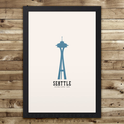 Seattle Minimalist City Poster - Ivory