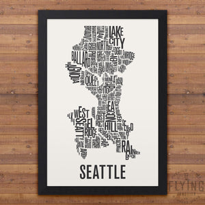 Seattle Neighborhood Typography Map - White