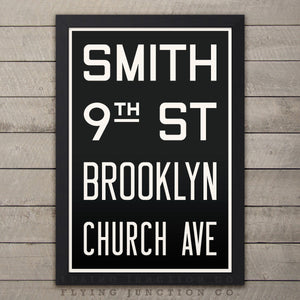 Brooklyn (Smith / 9th St) New York Subway Roll Sign Print - 12" x 18"