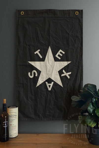 texas 1st republic de zavala flag black cotton canvas banner