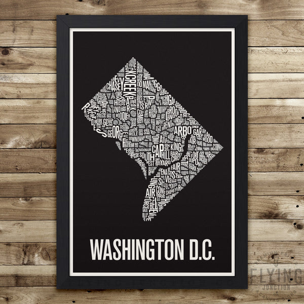 Washington D.C. Neighborhood Typography Map - Black